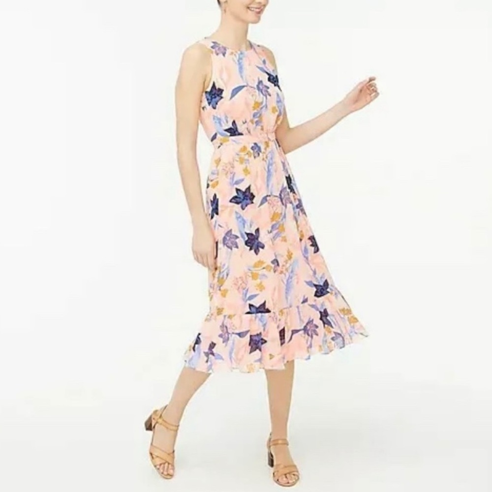 {J.Crew} Tiered floral midi dress